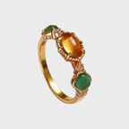 Bague vintage en cristal de citrine naturelle - Succès et confiance en soi