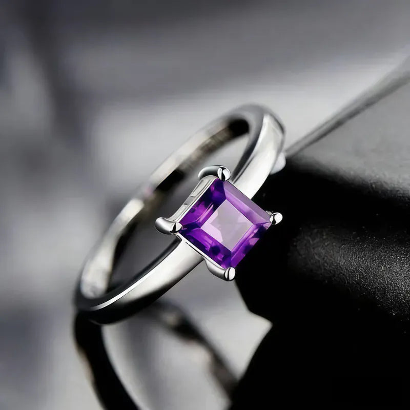Elegant Princess Natural Amethyst Ring