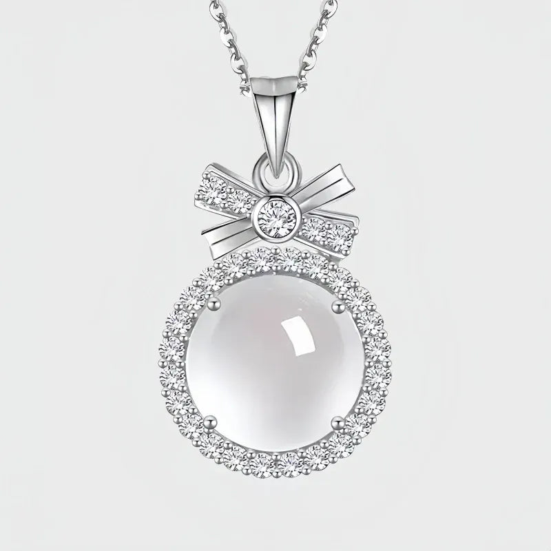 Moonlit Bow Natural Crystal  Necklace