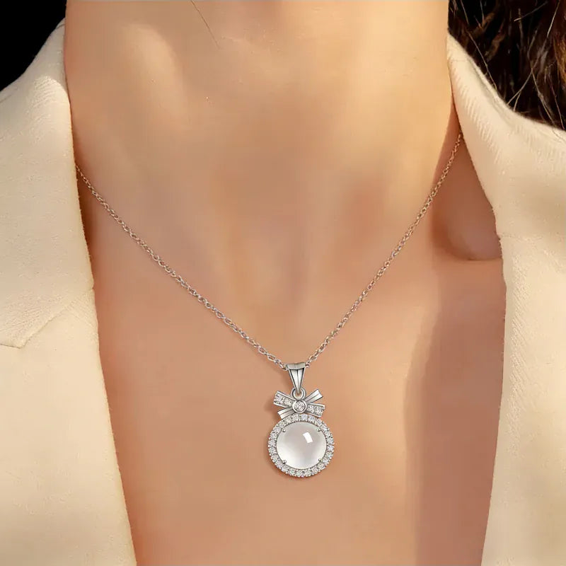 Moonlit Bow Natural Crystal  Necklace
