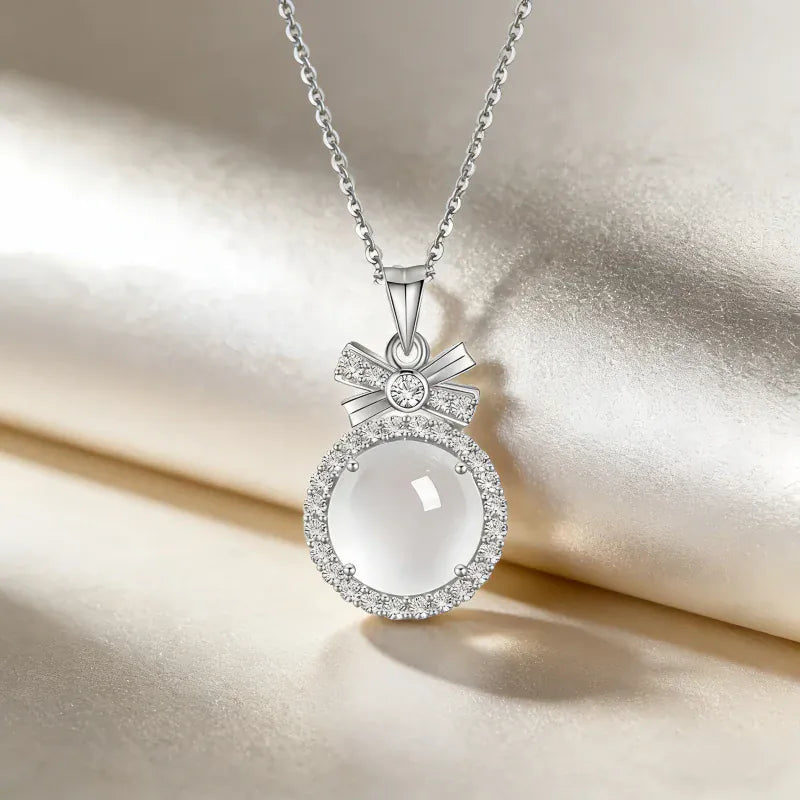 Moonlit Bow Natural Crystal  Necklace