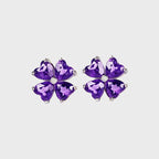 Boucles d'oreilles trèfle à quatre feuilles en cristal naturel — Cadeau pour maman