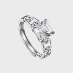 Bague Linka carrée en cristal naturel transparent