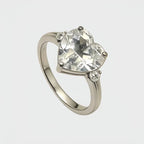 Bague Cœur en Cristal Naturel Transparent Cadeau d'Amour
