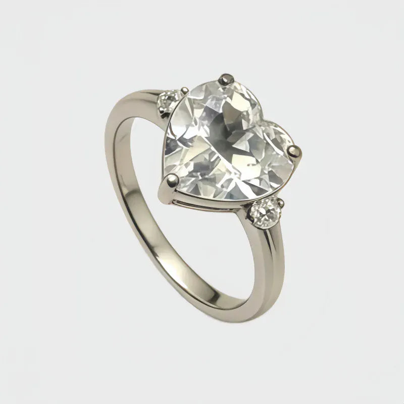 Heart Natural Clear Crystal Ring Love Gift