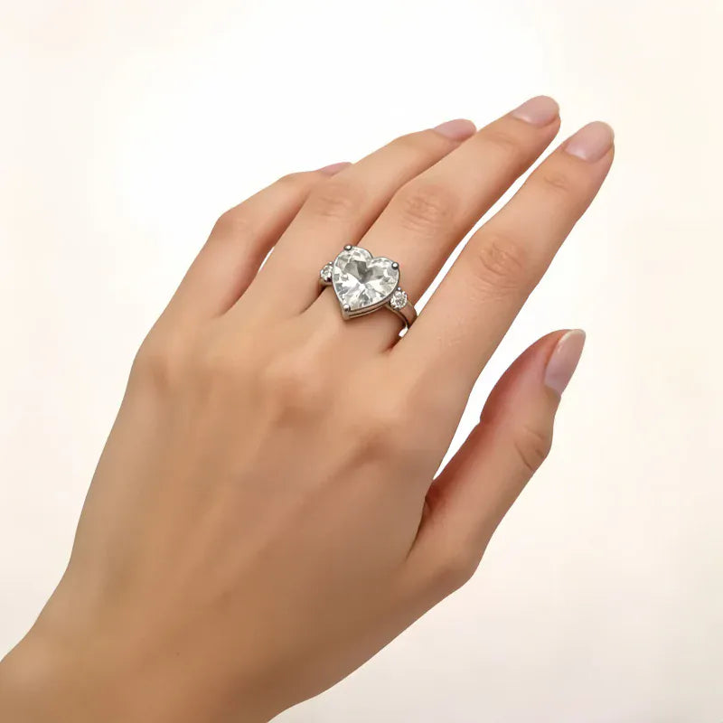 Heart Natural Clear Crystal Ring Love Gift