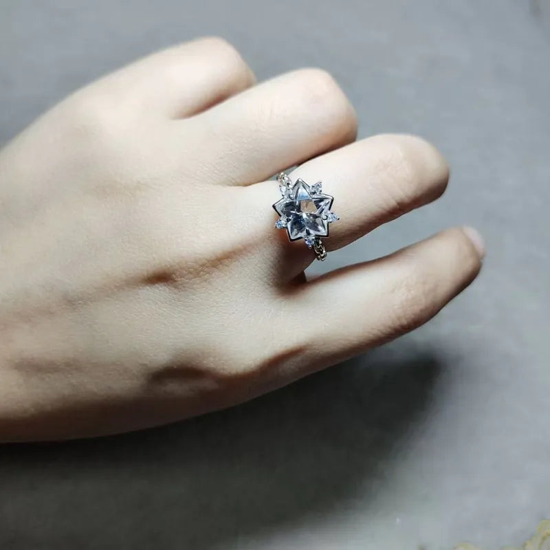 Trendy Starburst Natural Clear Crystal Ring