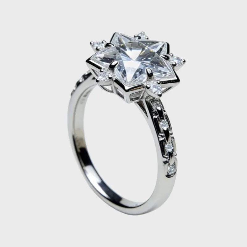 Trendy Starburst Natural Clear Crystal Ring