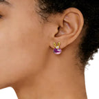 Boucles d'oreilles Améthyste Lapin Doré