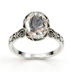 Bague classique en cristal clair naturel motif rose