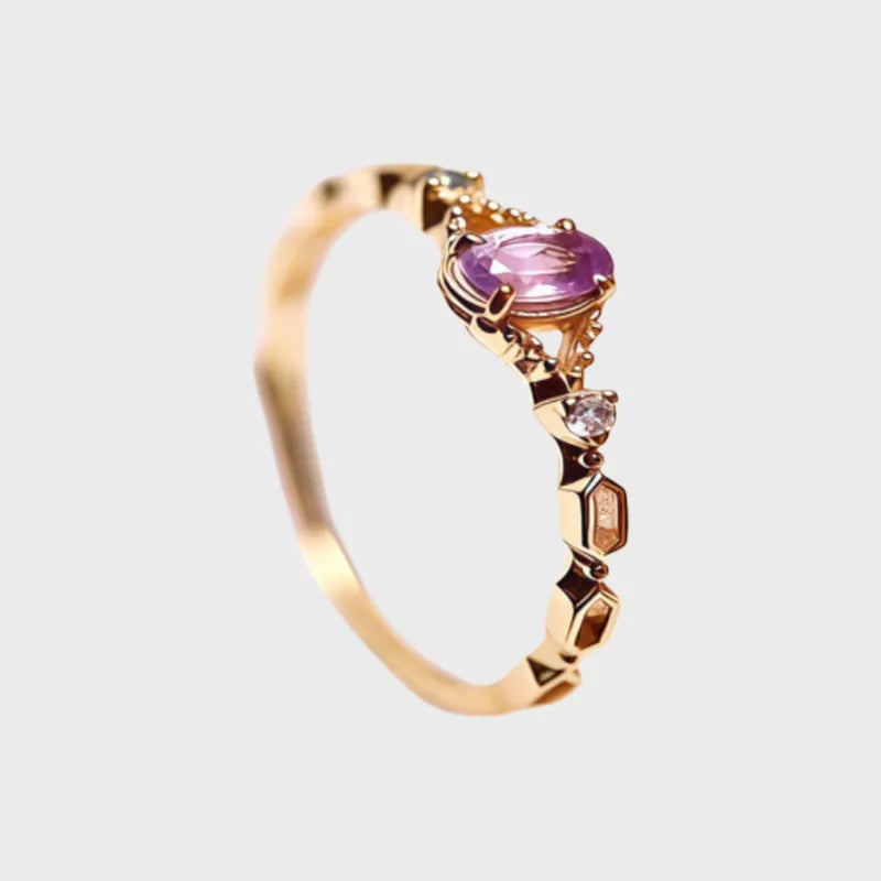 Vintage Rose Natural Amethyst Ring