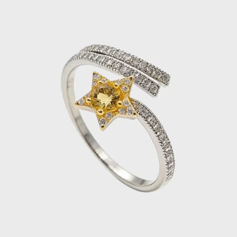 Sun Star Natural Citrine Wrap Ring