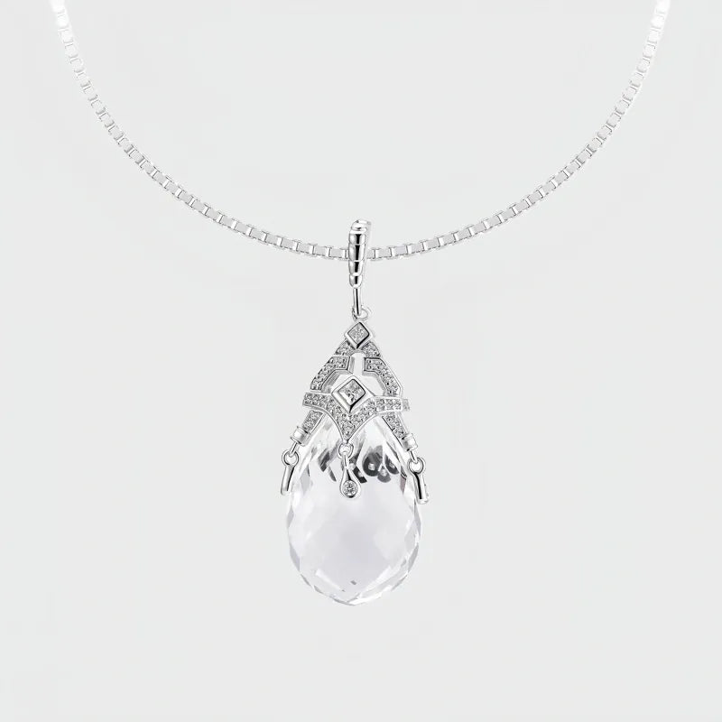Snow Drop Natural Crystal Necklace