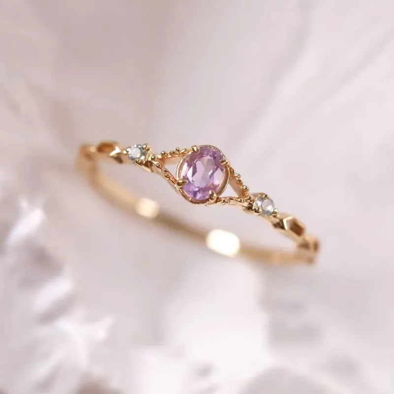 Vintage Rose Natural Amethyst Ring