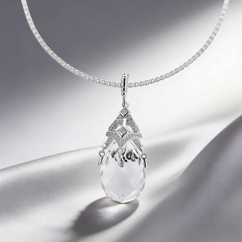 Snow Drop Natural Crystal Necklace