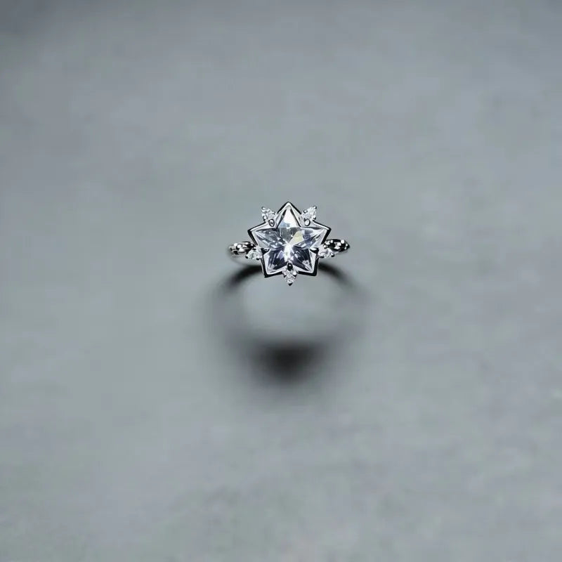 Trendy Starburst Natural Clear Crystal Ring