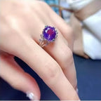 Bague florale en améthyste naturelle