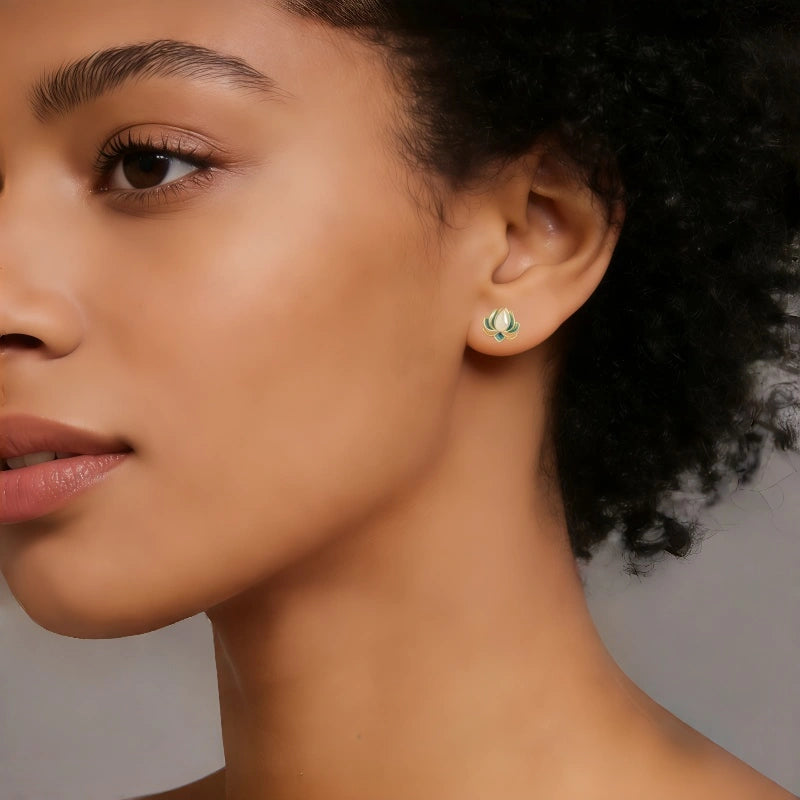 Lotus Purity Natural Hetian Jade Earrings