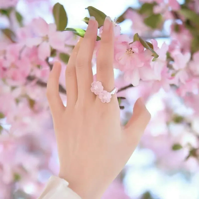 Cherry Blossom Rose Quartz Self-love Open Ring