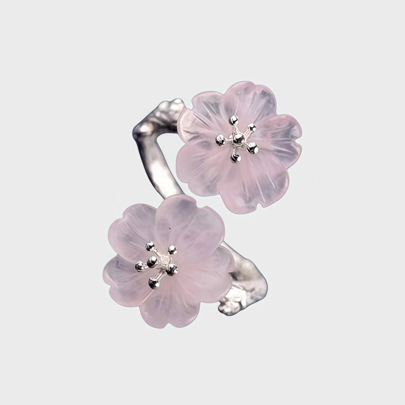 Cherry Blossom Rose Quartz Self-love Open Ring