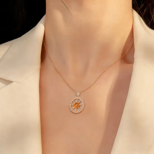 Abundance Compass Natural Citrine Necklace