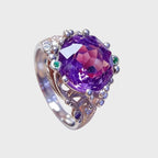 Bague florale en améthyste naturelle