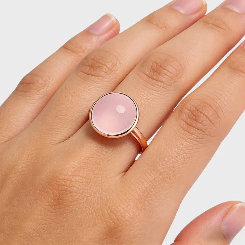 Dainty Rose Quartz Love Energy Crystal Ring