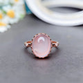 Oval Rose Quartz Crown Ring