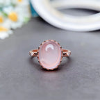 Oval Rose Quartz Crown Ring