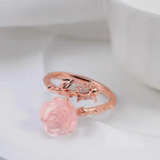 Rose Gold Natural Crystal Love Ring