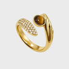 Bague Œil de Tigre Naturel, Zircon de Luxe Léger, Design Niche, Bague Ouverte pour Index