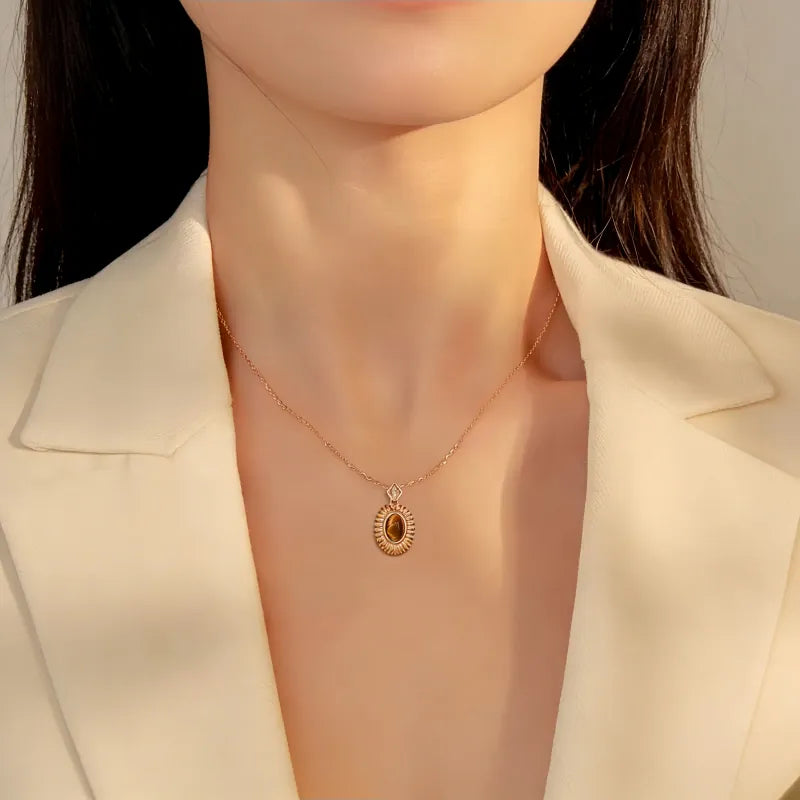 Amber Vision Natural Tiger Eye Stone Necklace