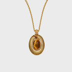 Collier en pierre naturelle Œil de tigre, chaîne pour femme vintage style Maillard