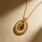 Collier en pierre naturelle Œil de tigre, chaîne pour femme vintage style Maillard