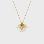 Collier en pierre œil de tigre naturelle Pendentif perle queue de paon - Succès professionnel