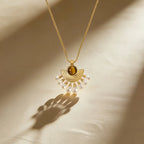 Collier en pierre œil de tigre naturelle Pendentif perle queue de paon - Succès professionnel