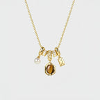 Collier en pierre œil de tigre naturelle, pendentif enveloppe perle, pour femme