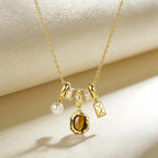 Collier en pierre œil de tigre naturelle, pendentif enveloppe perle, pour femme