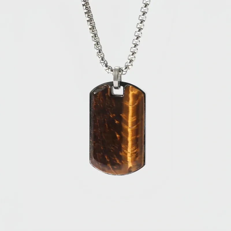 Valor Tag Natural Tiger Eye Stone Necklace