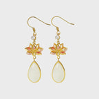 Boucles d'oreilles en jade Hetian naturel vif Lotus