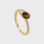 Bague Tigre Œil Rayonnant pour Richesse et Protection — Bague Épingle de Revers Vintage pour Femme