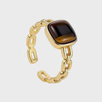 Bague en pierre naturelle Œil de Tigre, bague exquise pour l'index - La pierre du courage pour la réussite professionnelle