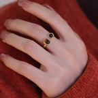 Bague en pierre Œil de Tigre naturel Rétro Melad Nouveau Luxe léger Design Sens Bague Courage