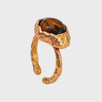 Bague en pierre naturelle Œil de tigre, lave S925 irrégulière - Cadeau de Saint-Valentin