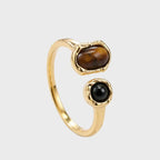 Bague en pierre Œil de Tigre naturel Rétro Melad Nouveau Luxe léger Design Sens Bague Courage