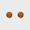 Boucles d'oreilles en pierre Œil de tigre naturelle S925, rondes, simples et haut de gamme
