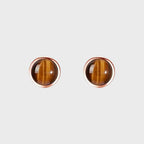 Boucles d'oreilles en pierre Œil de tigre naturelle S925, rondes, simples et haut de gamme