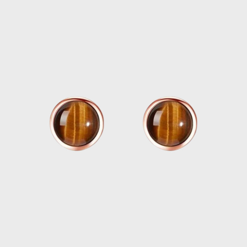 Tigeris Shield Natural Tiger Eye Earrings