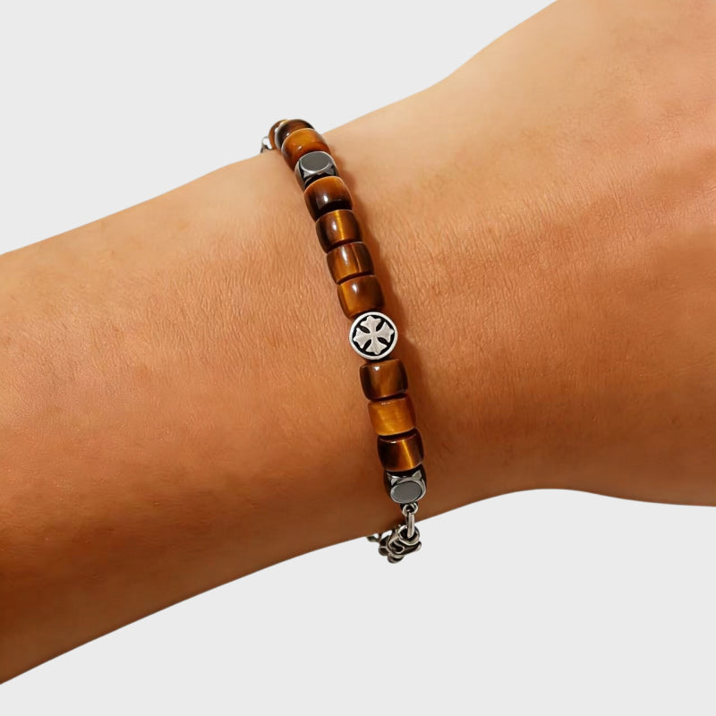 Cross Protection Natural Tiger Eye Bracelet