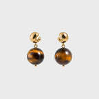 Boucles d'oreilles en pierre naturelle œil de tigre - Symbole de bon augure et de richesse